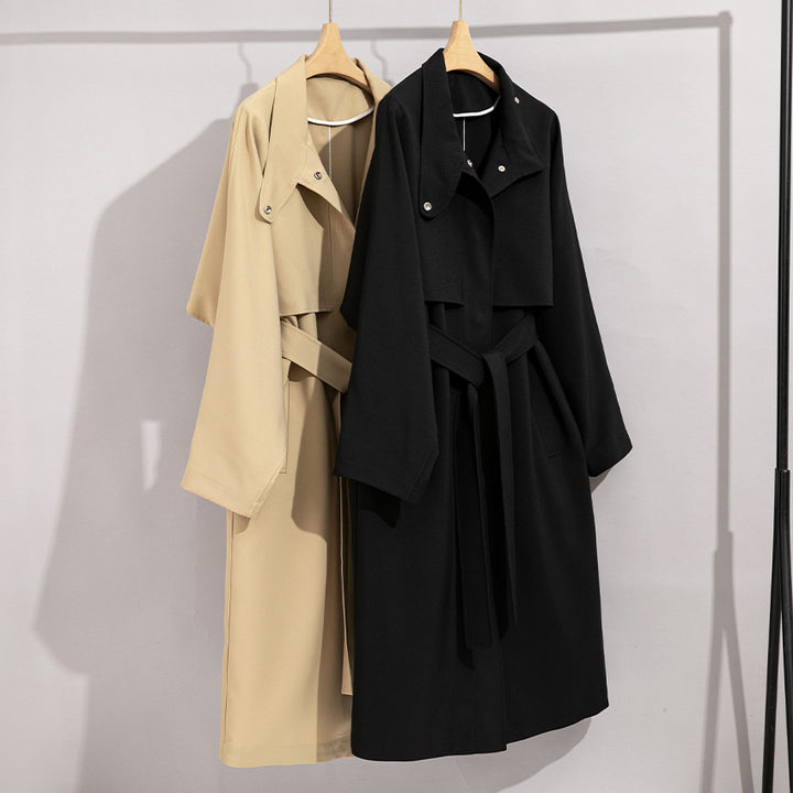 Damen Trenchcoat mit Bindegürtel und abnehmbarem Cape-Detail Drune