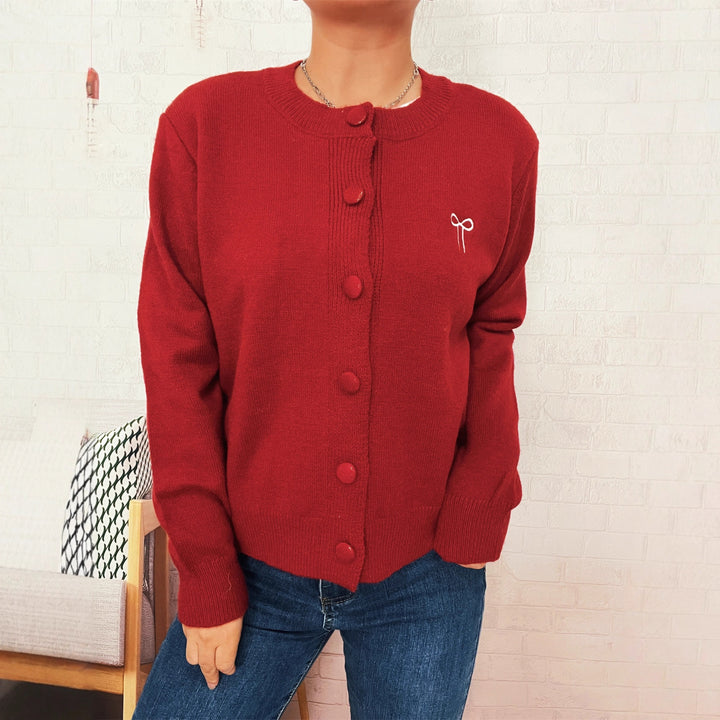 Damen Kuschelweich Strickjacke mit schönen Knöpfen und raffinierten Details Drune