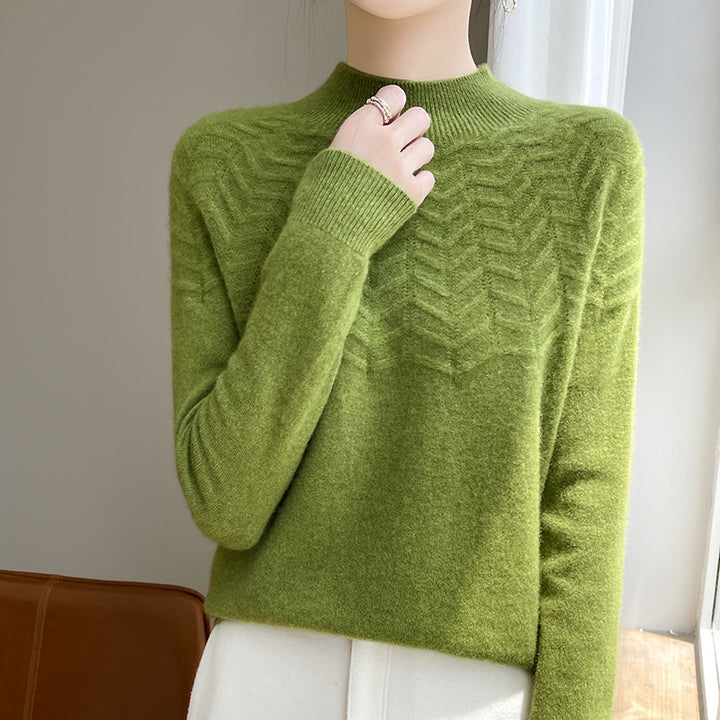 Damen Weicher Feinstrick-Mockneckpullover mit Chevron-Ajour und Kaschmirlook Drune