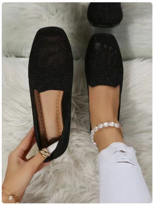 Damen Atmungsaktive Gestrickte Hineinschlüpfschuhe mit Flexibler Laufsohle Drune