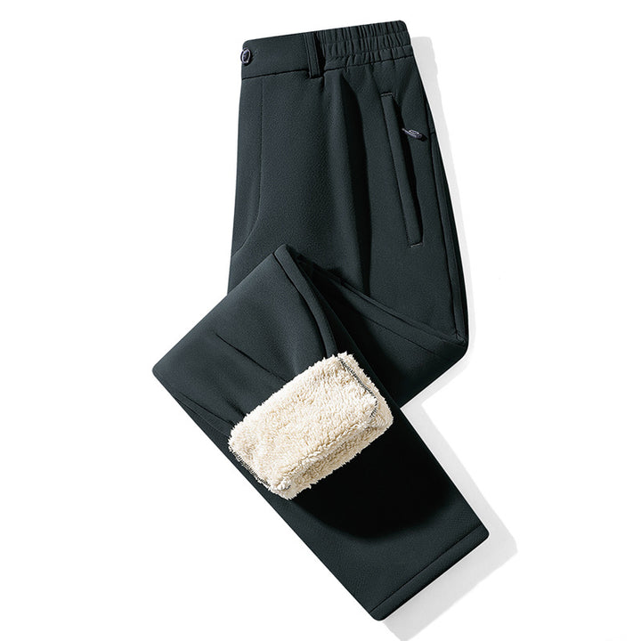 Herren Gefütterte Lounge-Hose mit Teddy-Innenfutter, elastischem Bund und Reißverschlusstaschen Drune