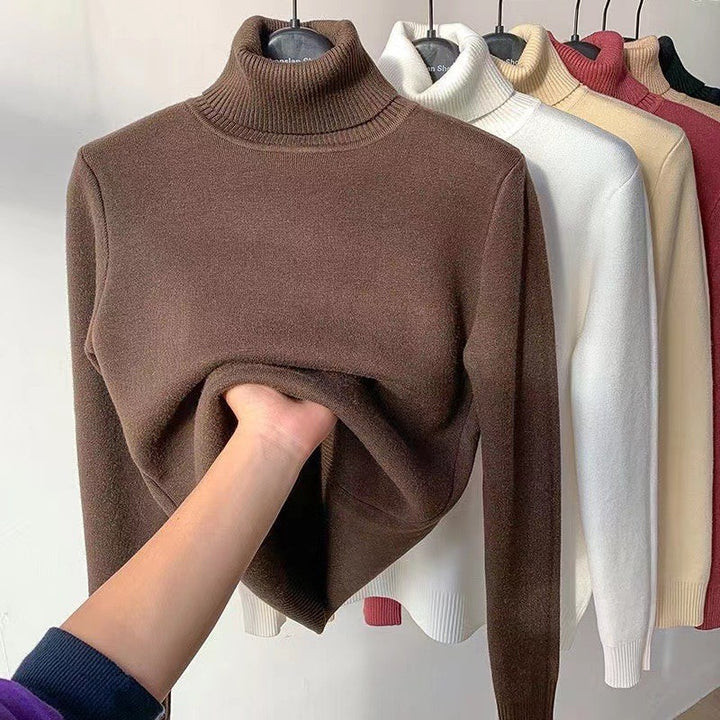 Damen Feinstrick-Rollkragenpullover mit wärmendem Innenfutter und schmaler Silhouette Drune