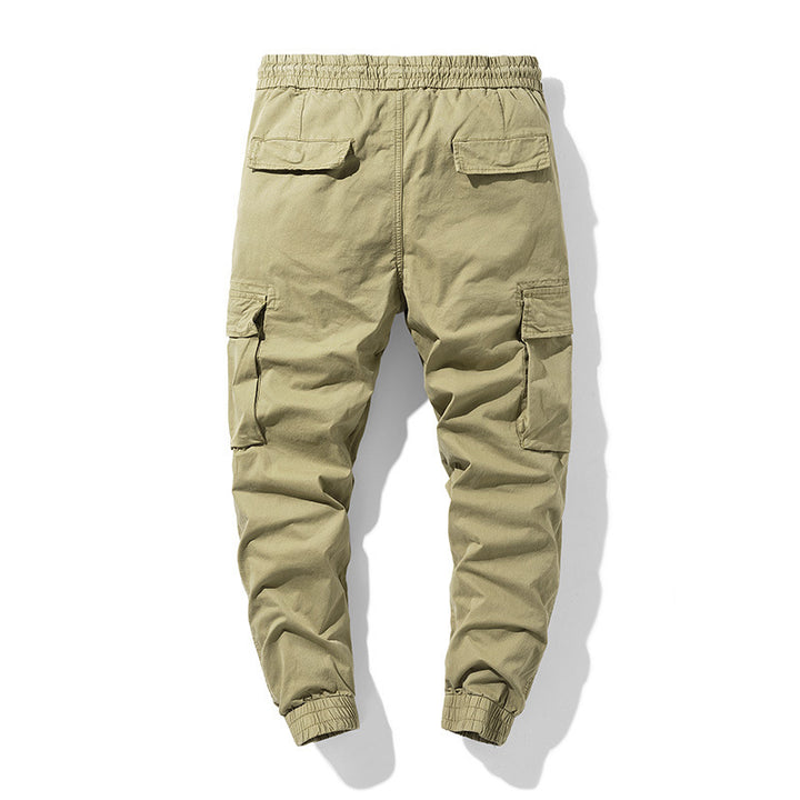 Herren Stretch-Canvas Cargo-Jogger mit elastischem Bund, Multifach-Taschen und Kordelzug Drune