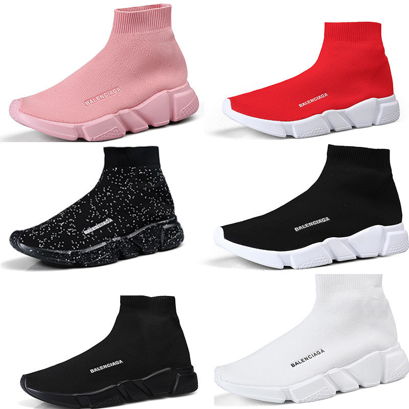 Damen Komfortable Slip-On Sneakers mit hohem Strickdesign Drune