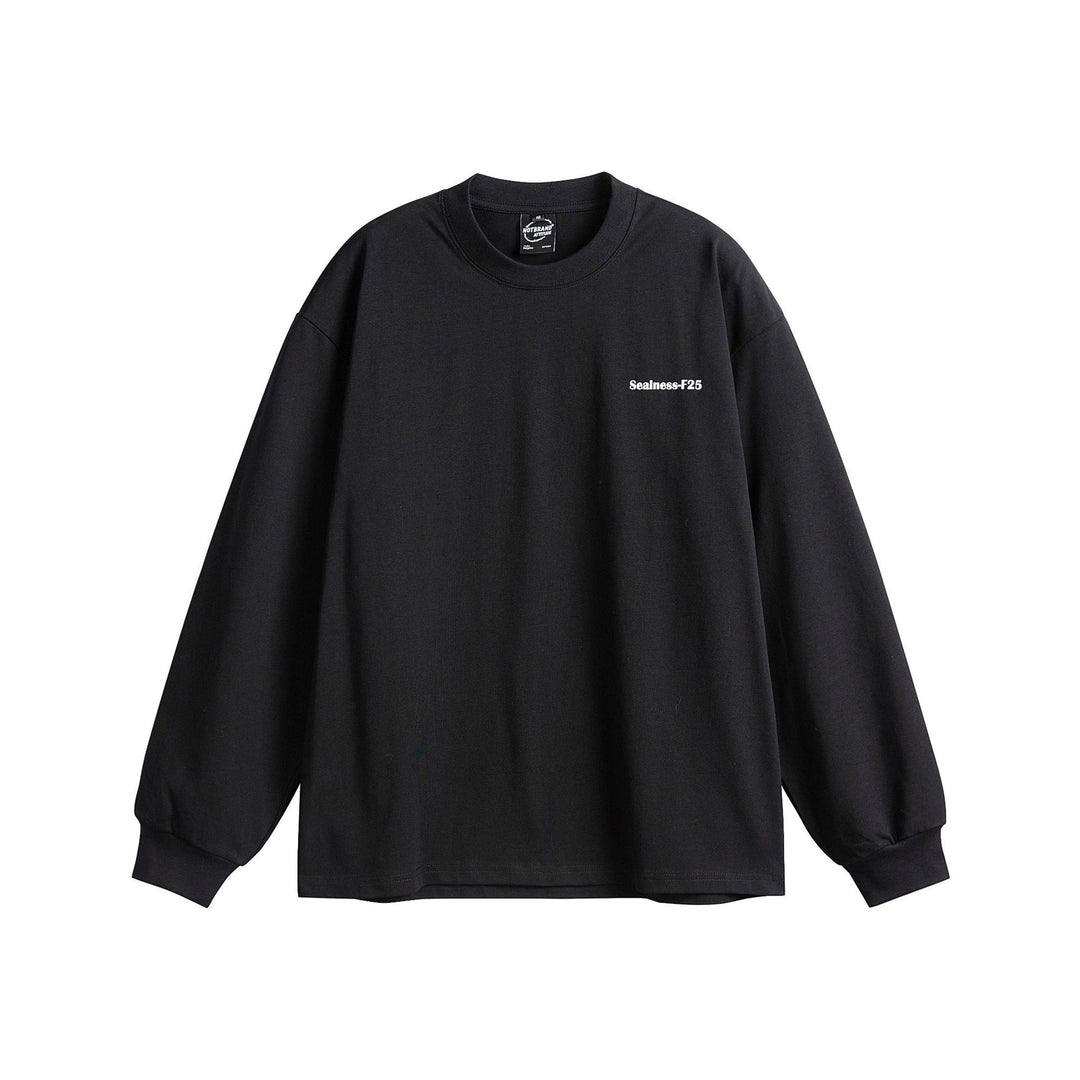 Unisex Oversize-Longsleeve mit dropped shoulder, gerippten Bündchen und minimalistischer Bruststickerei Drune