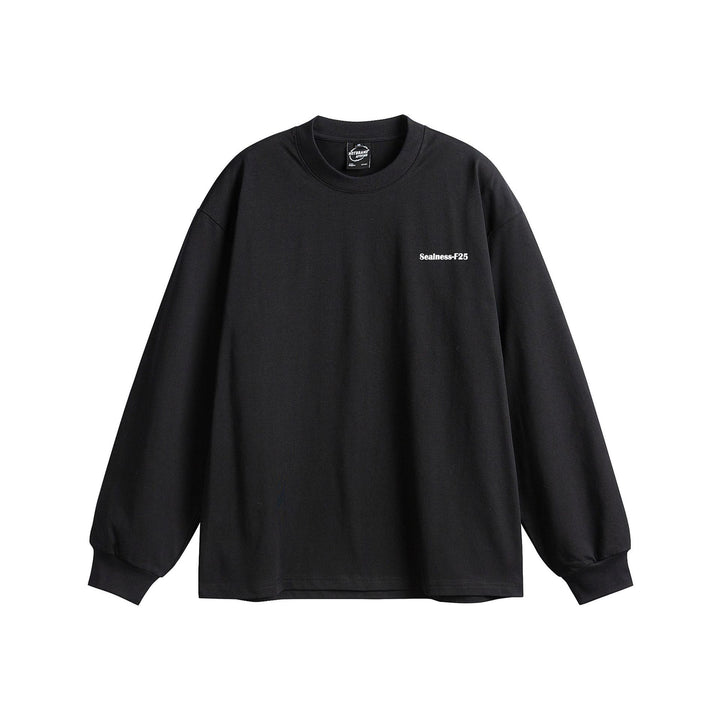 Unisex Oversize-Longsleeve mit dropped shoulder, gerippten Bündchen und minimalistischer Bruststickerei Drune