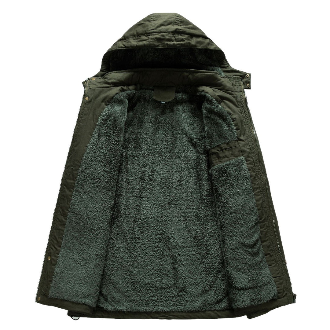 Herren Canvas-Parka mit Sherpa-Innenseite, verlängerter Schnitt und Utility-Ärmeltasche Drune