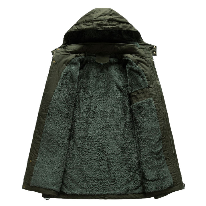 Herren Canvas-Parka mit Sherpa-Innenseite, verlängerter Schnitt und Utility-Ärmeltasche Drune