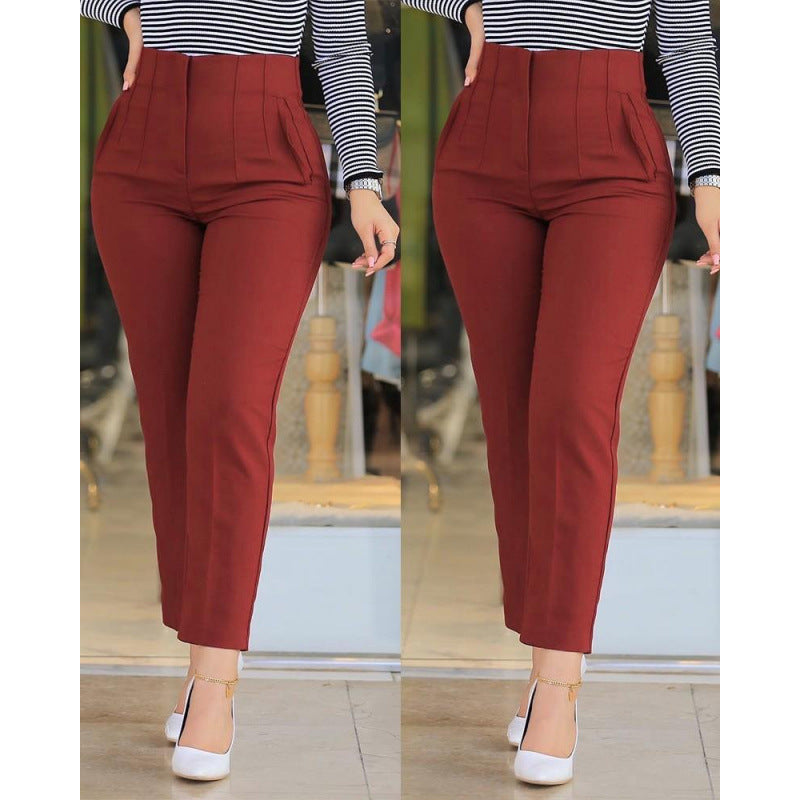 Damen Hochgeschnittener Schlank-Pant mit dekorativem Nähdetails Drune