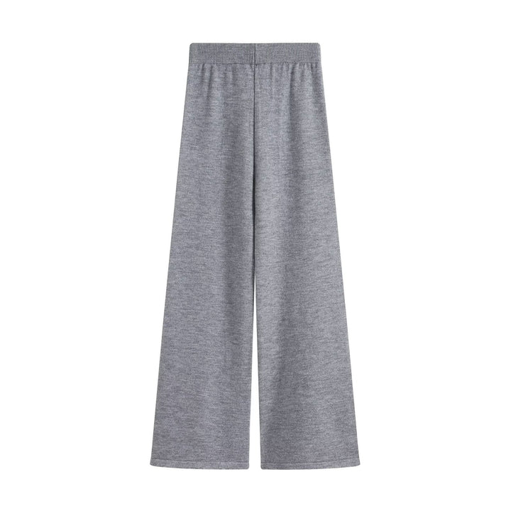 Damen Strick-Set mit V‑Ausschnitt, Taillengürtel und weiten Culotte-Hosen Drune
