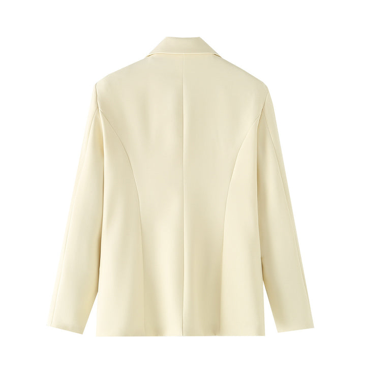 Damen nan taillierter Zweiknopf-Blazer mit Zierrosen am Revers und Pattentaschen Drune