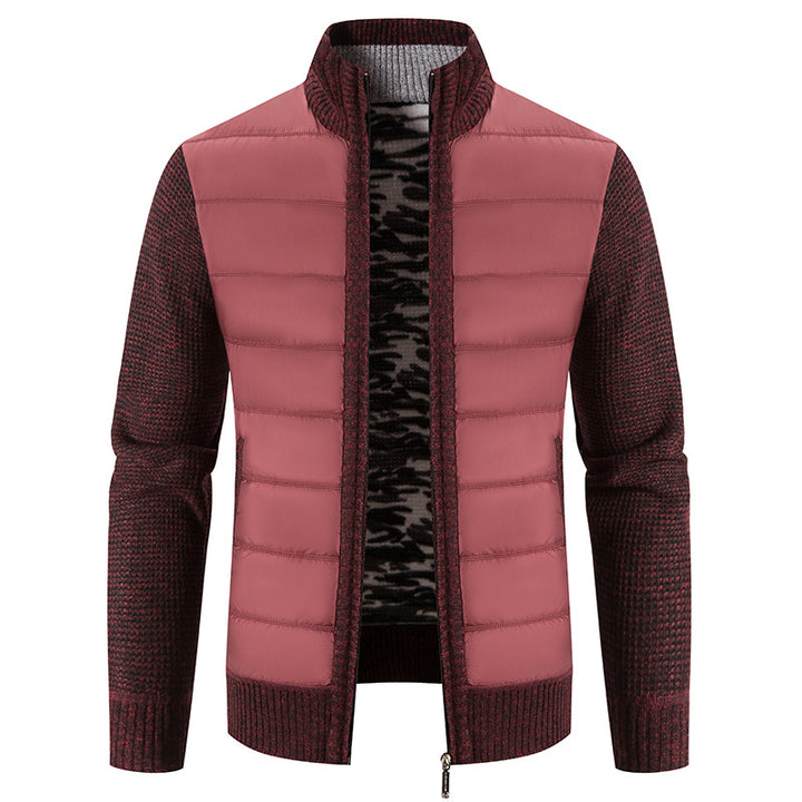 Herren nan Hybrid-Strick-Steppjacke mit wattierter Front, ergonomischen Strickärmeln und hohem Stehkragen Drune