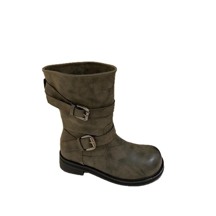 Damen Modische Stiefeletten mit Buckle-Details Drune