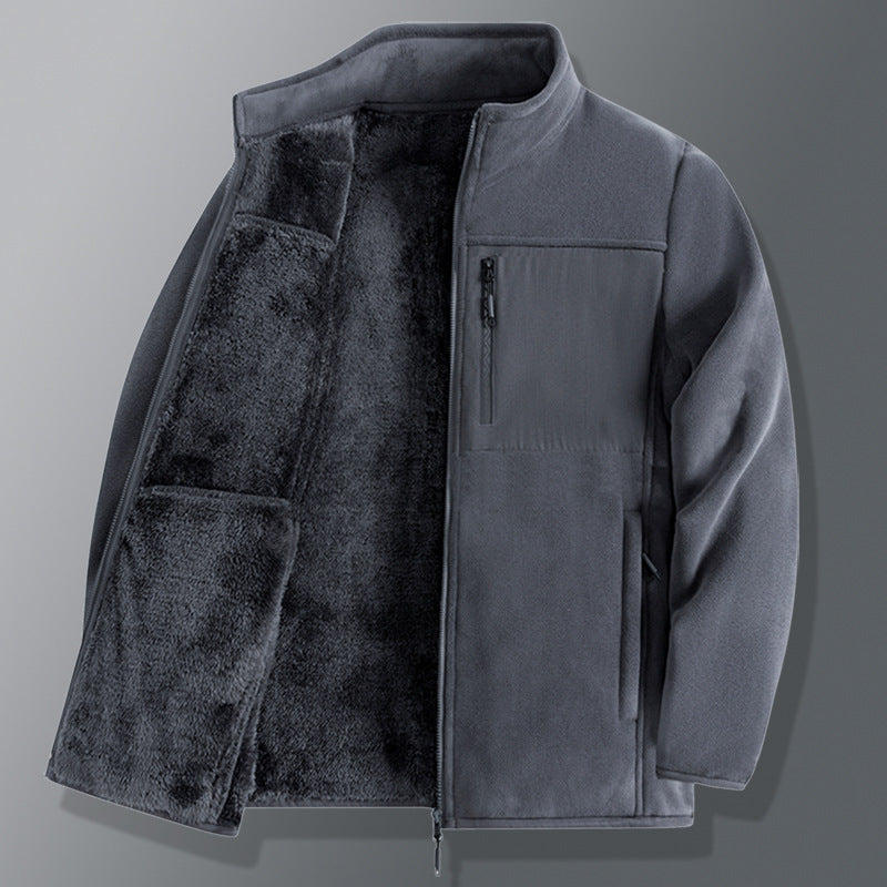 Herren funktionale Thermo-Fleecejacke mit weichem Teddyinnenfutter, Brustreißverschlusstasche und Zweiwege-Reißverschluss Drune