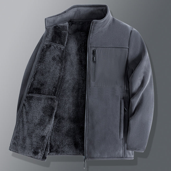 Herren funktionale Thermo-Fleecejacke mit weichem Teddyinnenfutter, Brustreißverschlusstasche und Zweiwege-Reißverschluss Drune
