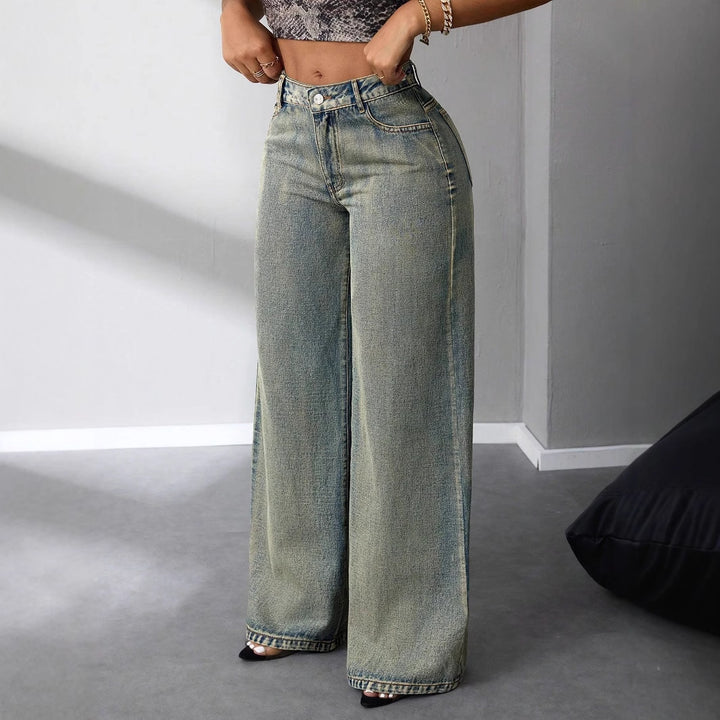 Damen weite High-Waist Jeans im Vintage-Stil mit lässigem Look Drune