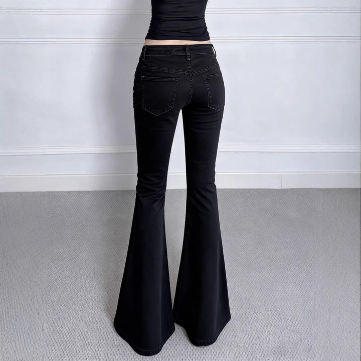 Damen High‑Waist Schlaghose mit Ziernaht und Klappentaschen Drune