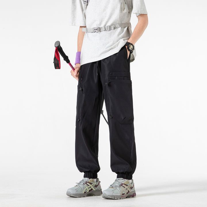 Herren Technische Cargo-Jogginghose mit elastischem Tunnelzugbund und multifunktionalen Klapptaschen Drune