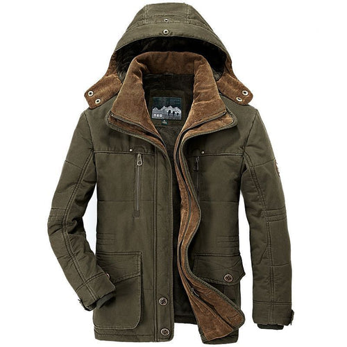Herren Canvas-Parka mit wärmender Cord- und Teddy-Innenfütterung, Kapuze und Multifunktions-Taschen Drune