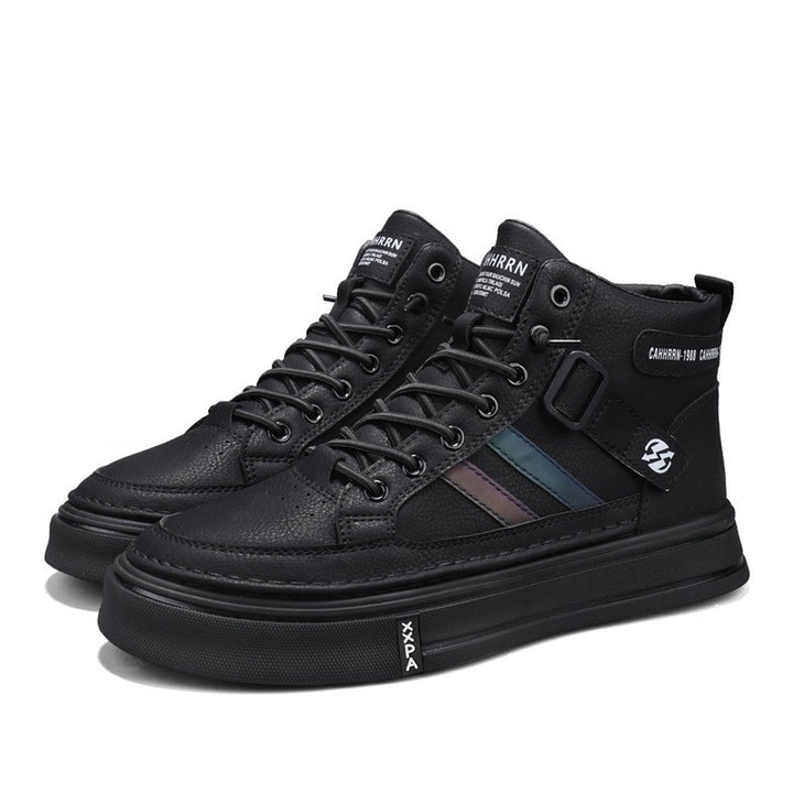 Unisex Mid-Top Street-Sneaker mit verstärkter Cupsohle, dekorativem Gurt und gepolstertem Knöchelkragen Drune