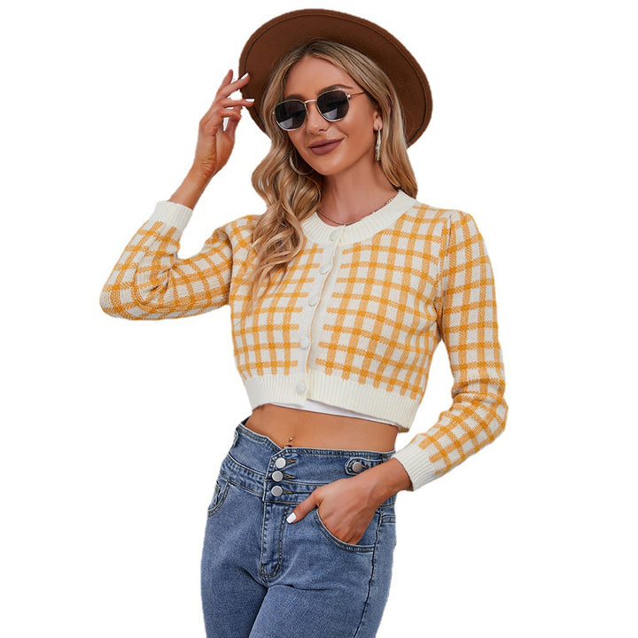 Damen Kuscheliger Karo Strickcardigan Drune