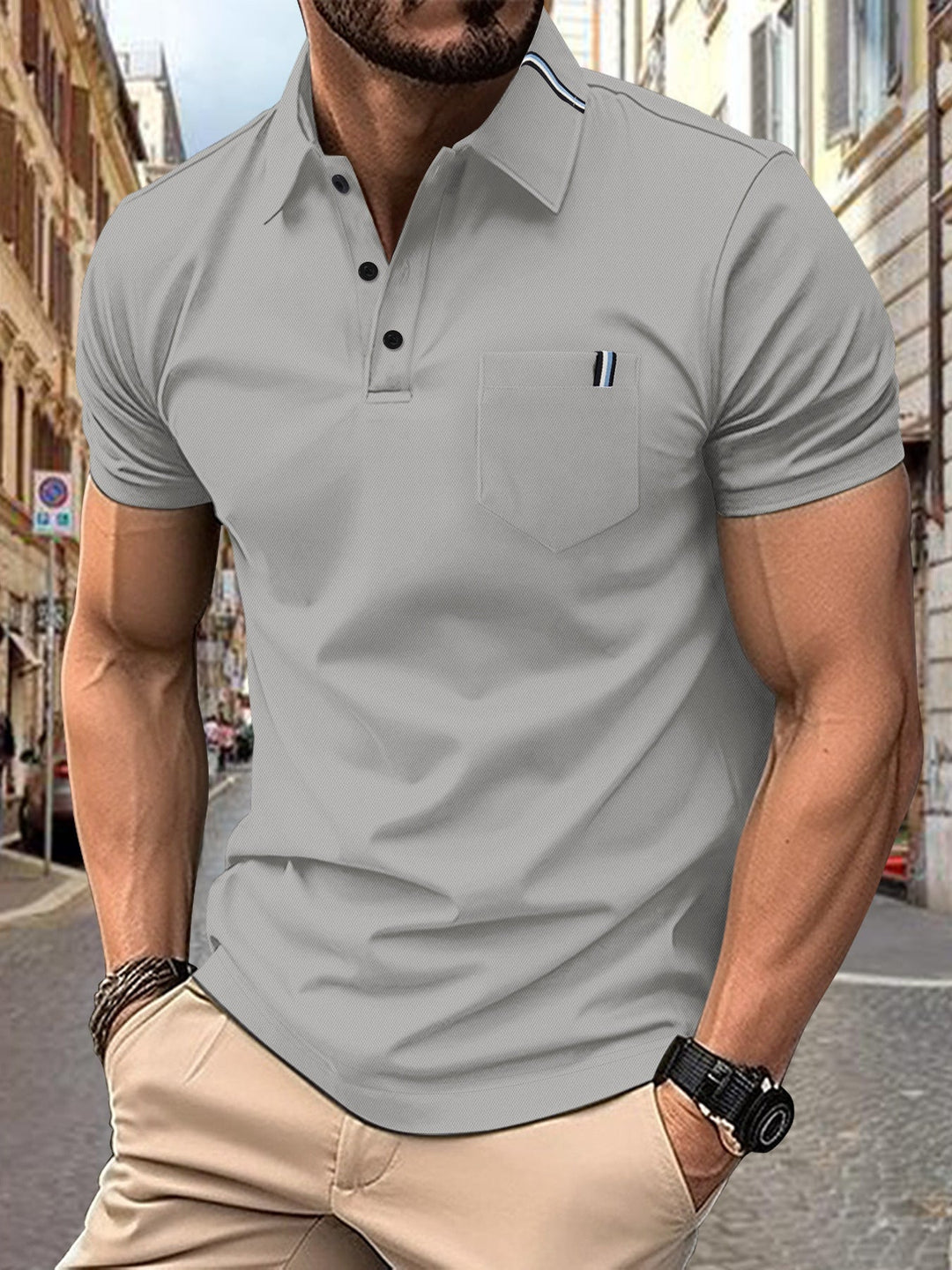 Herren Polohemd mit modernem Schnitt und Brusttasche Drune