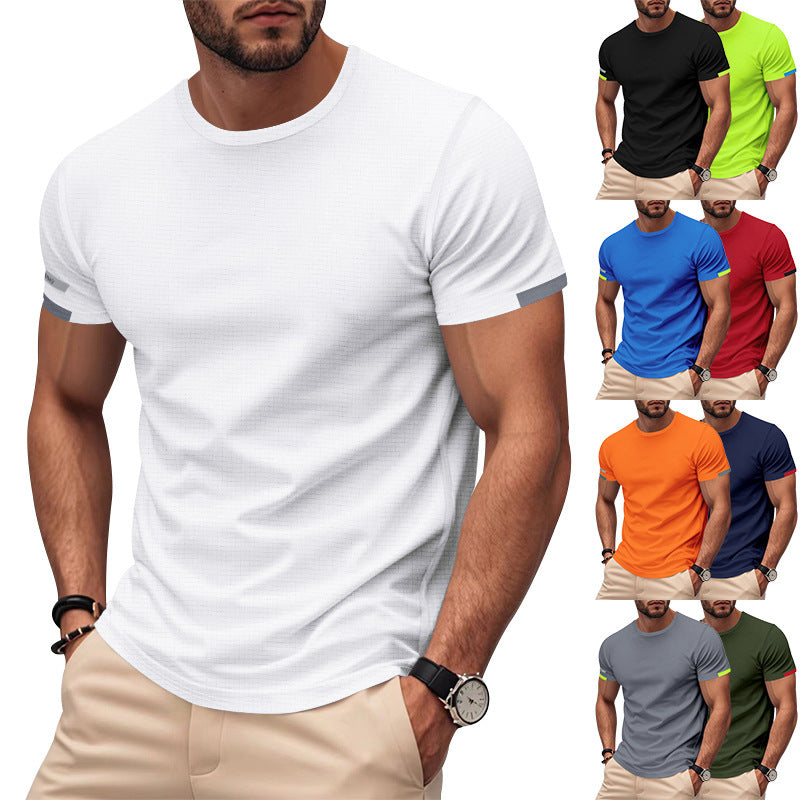 Herren nan athletisches Kurzarm Baumwolljersey T-Shirt mit Rundhalsausschnitt und reflektierenden Ärmeldetails Drune