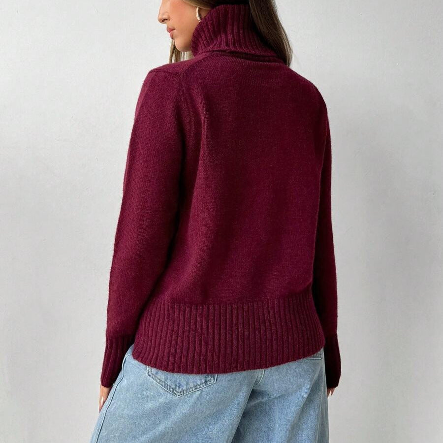 Damen Strickpullover mit hohem Kragen Drune