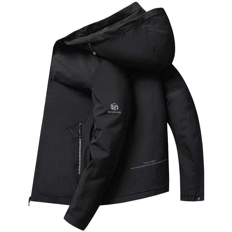 Herren Leichte Kapuzenjacke im urbanen Travel-Style mit Dreiviertelärmeln Drune