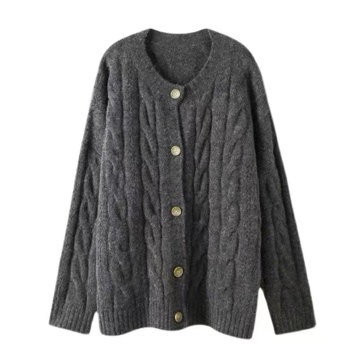 Damen Grobstrickjacke mit großen Knöpfen und lässigem Schnitt Drune