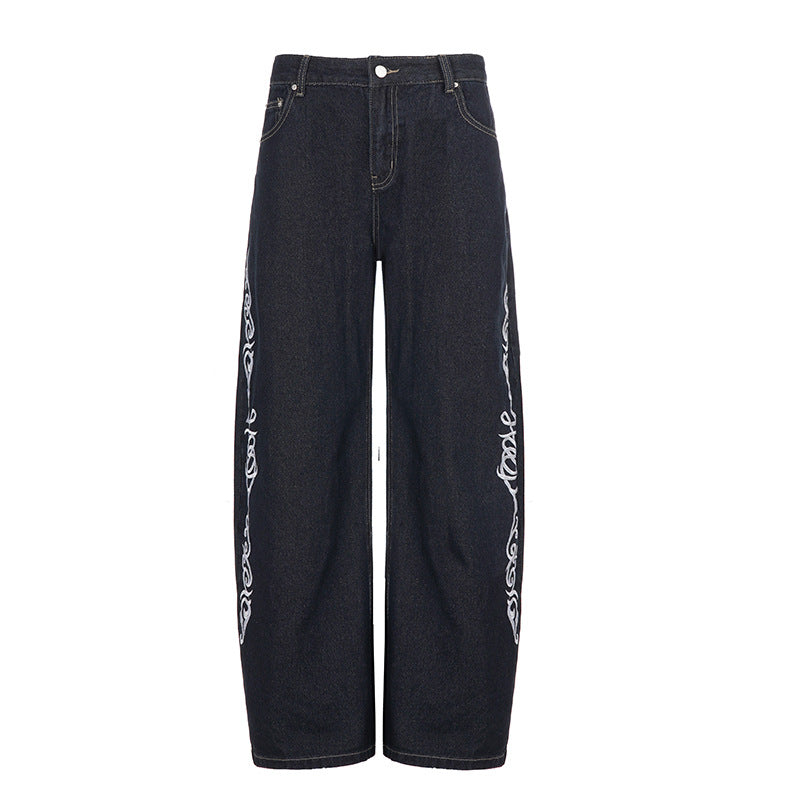 Damen Weiter Jeans mit eleganten Kunstwerken Drune