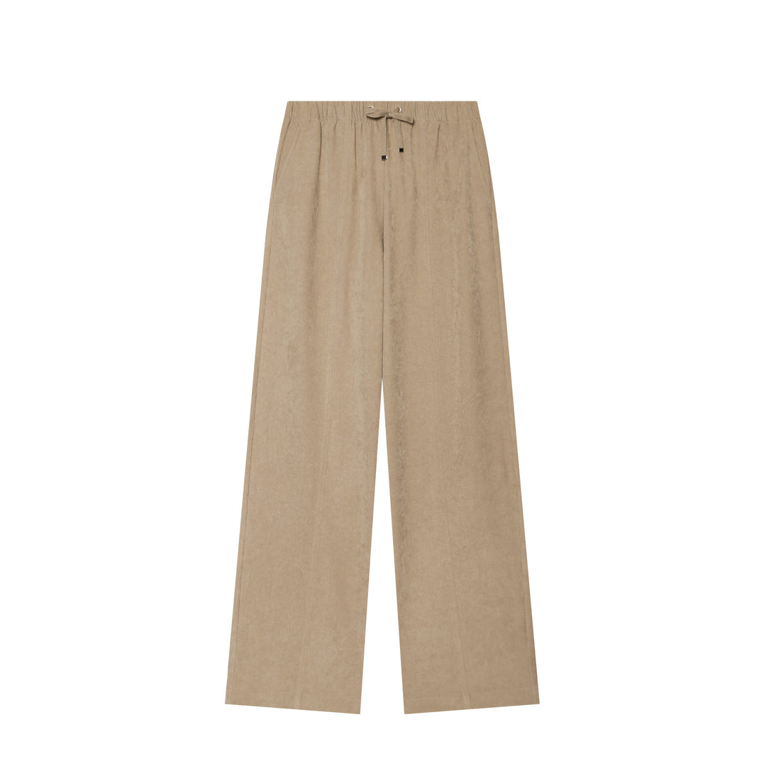 Damen Weite Cordhose mit hohem Elastikbund Tunnelzug und geradem Bein Drune