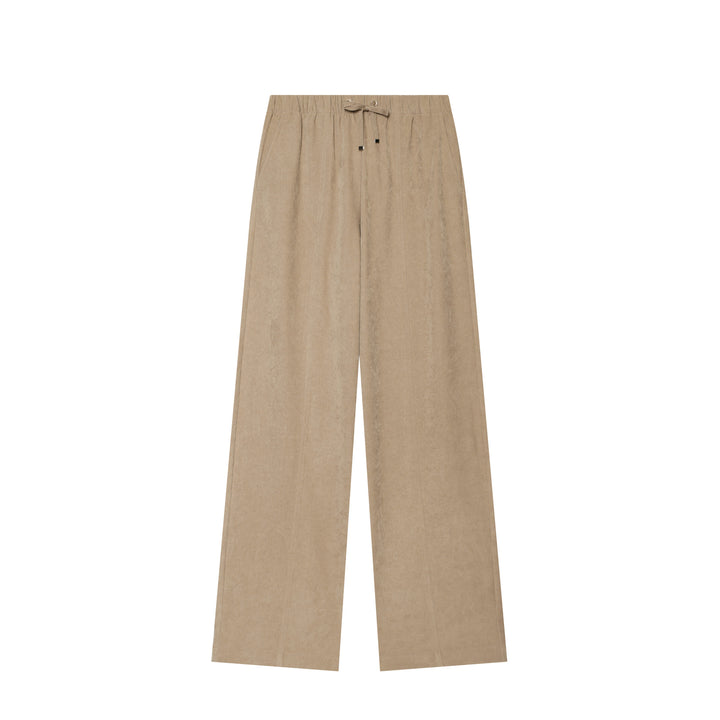 Damen Weite Cordhose mit hohem Elastikbund Tunnelzug und geradem Bein Drune