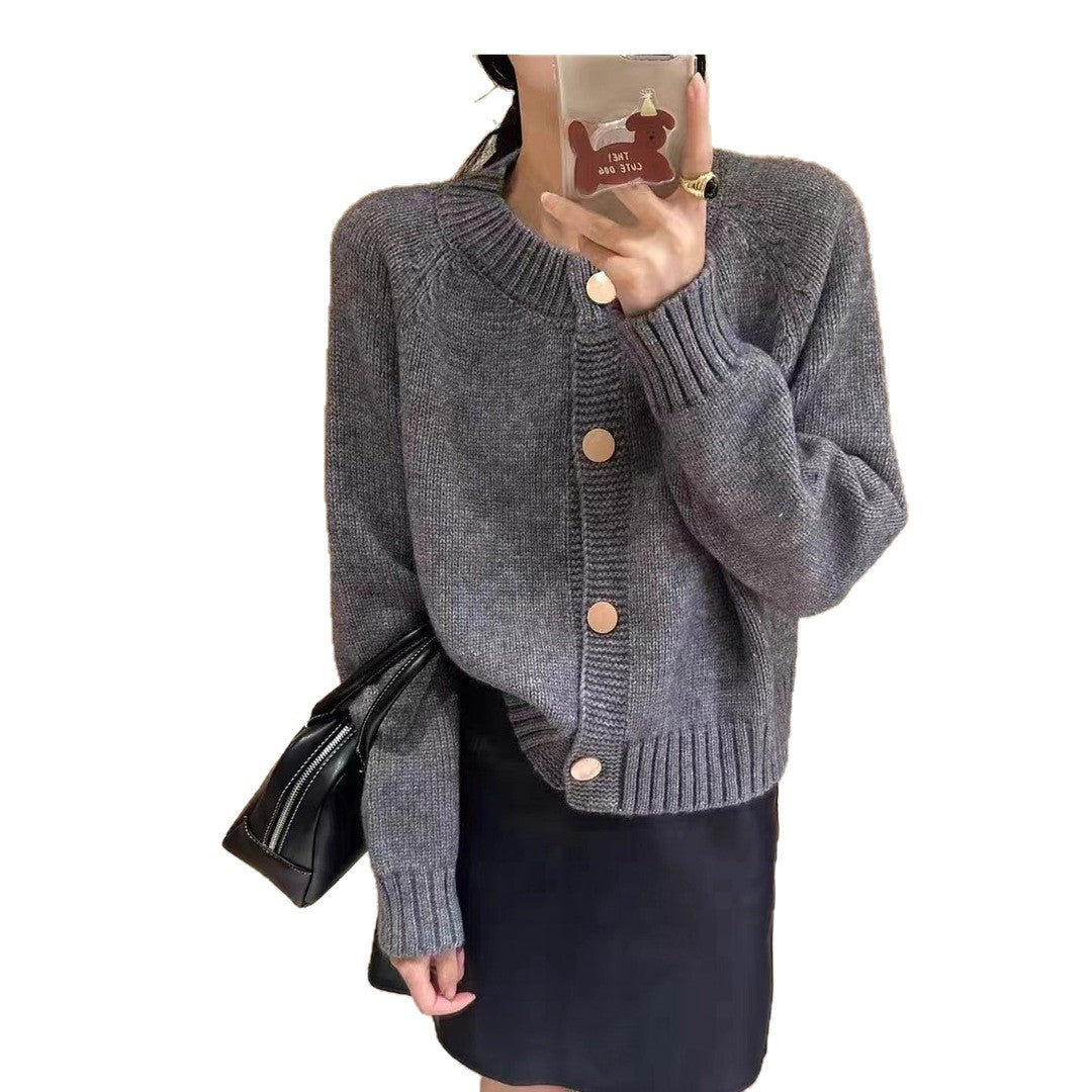 Damen Bequeme Strickjacke mit Knopfdetails Drune