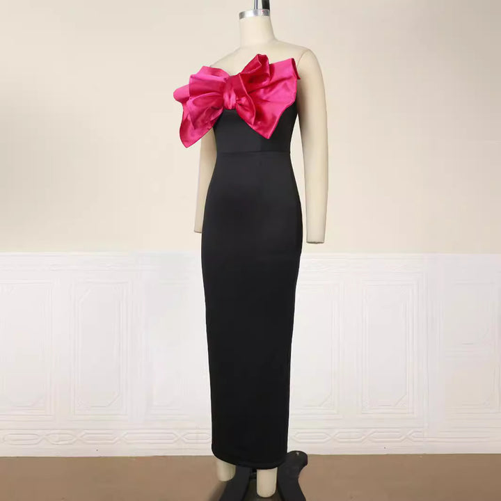 Damen Elegantes Maxikleid mit übergroßem Schleifen-Design Drune