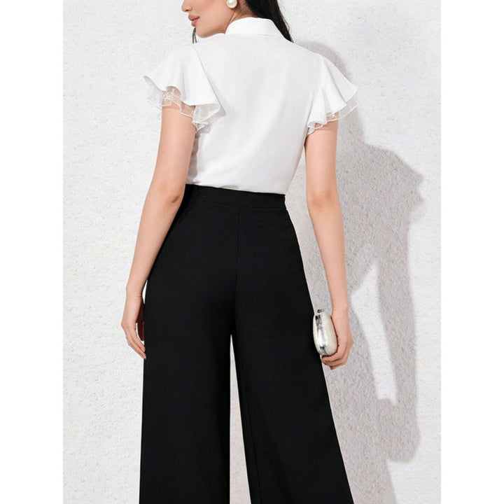 Damen Bluse mit Rüschenärmeln und feminine Schleife Drune