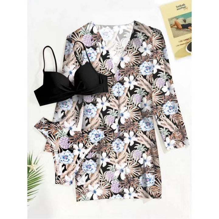 Damen Bikini-Set mit floralen Mustern und elegantem Cover-Up Drune