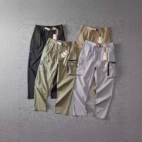 Herren Leichte technische Cargo-Hose mit integriertem Gürtel, mehreren Taschen und tapered Schnitt Drune