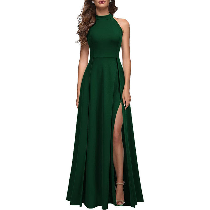Damen Maxikleid mit hohem Kragen und seitlichem Schlitz Drune