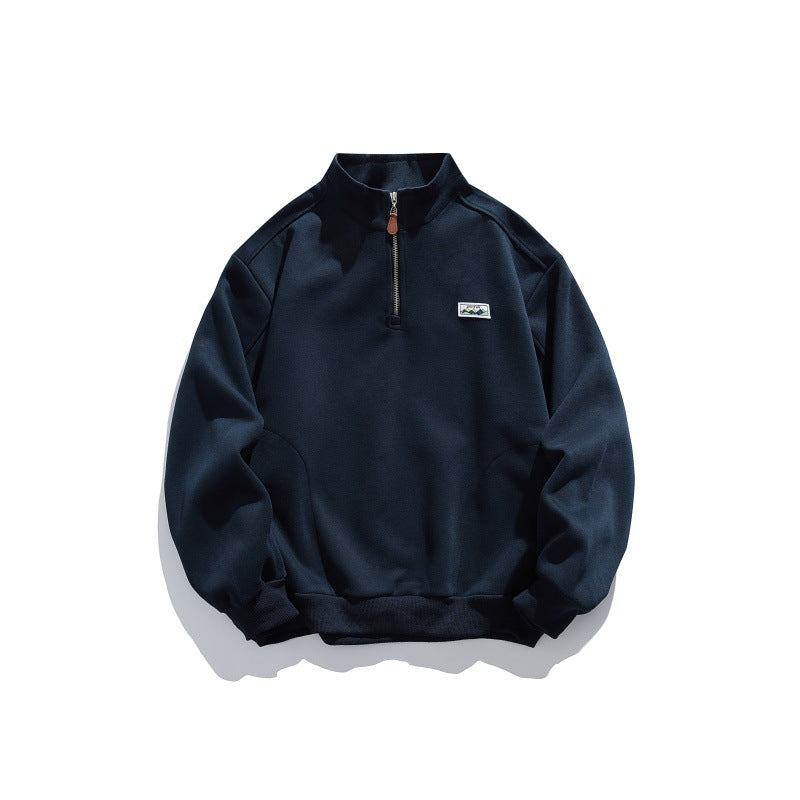 Unisex Halbzip-Sweatshirt mit Stehkragen, Raglanärmeln und minimalistischer Brustpatch Drune