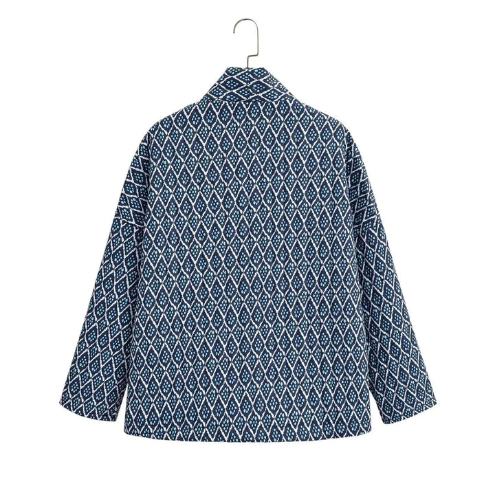 Damen nan leichte Kimono-Jacke mit grafischem Rautenmuster und gesteppter Innenlage Drune