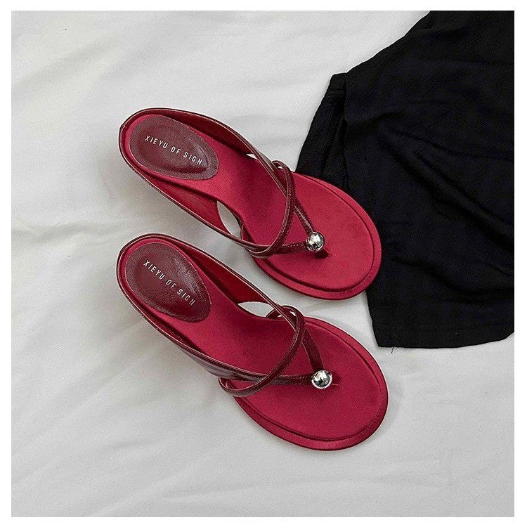 Damen Elegante Mule‑Sandalette mit Zehenring, filigranen Riemchen und sculpted Kitten‑Absatz Drune