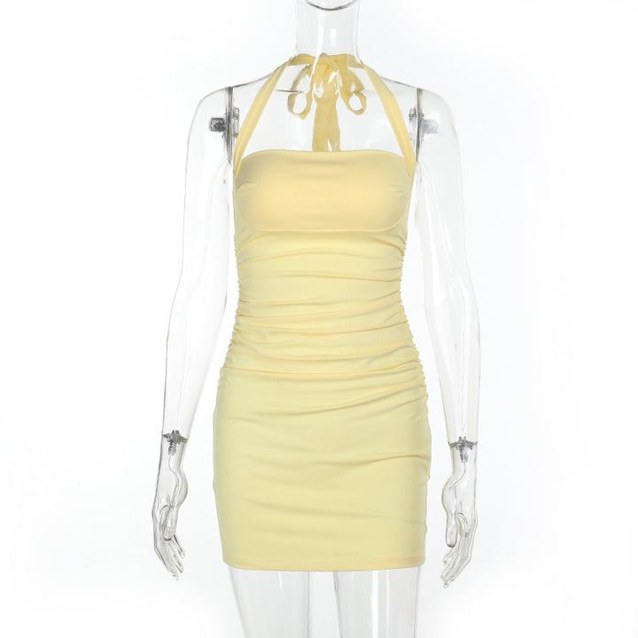 Damen figurbetontes Minikleid mit asymmetrischem Design und Rüschendetails Drune