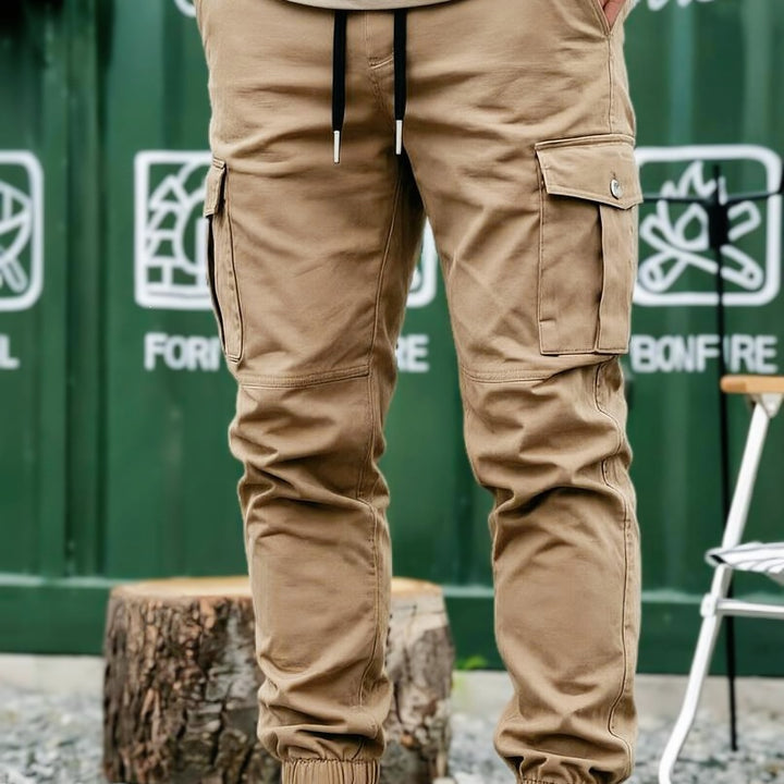 Herren Tapered Cargo-Jogginghose mit elastischem Saum, Kordelzug & Multifunktions‑Taschen Drune