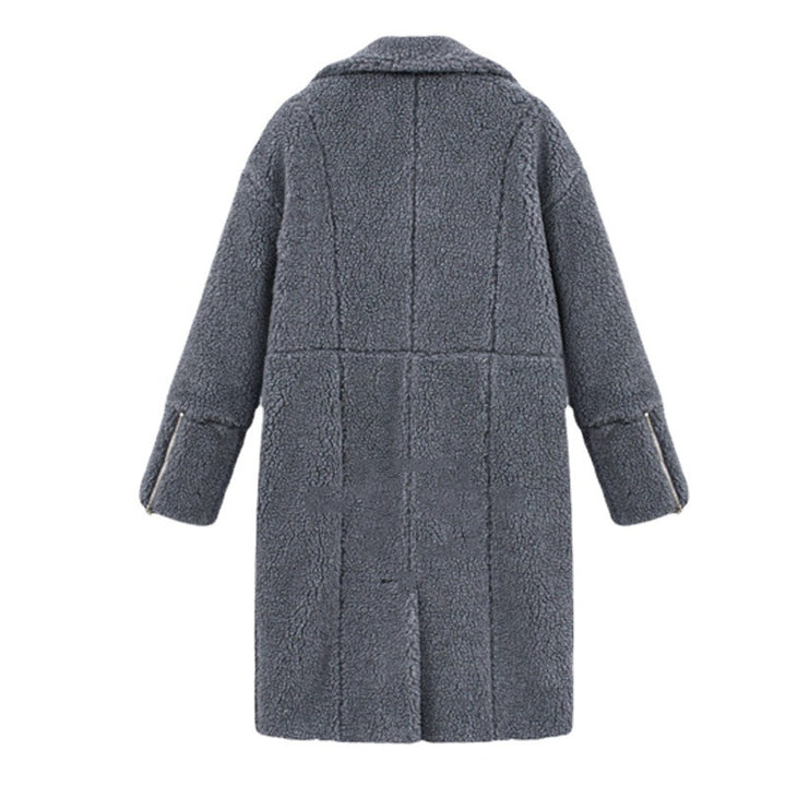 Damen Teddy-Mantel mit Reverskragen, knielanger Schnitt und weicher Sherpa-Optik Drune