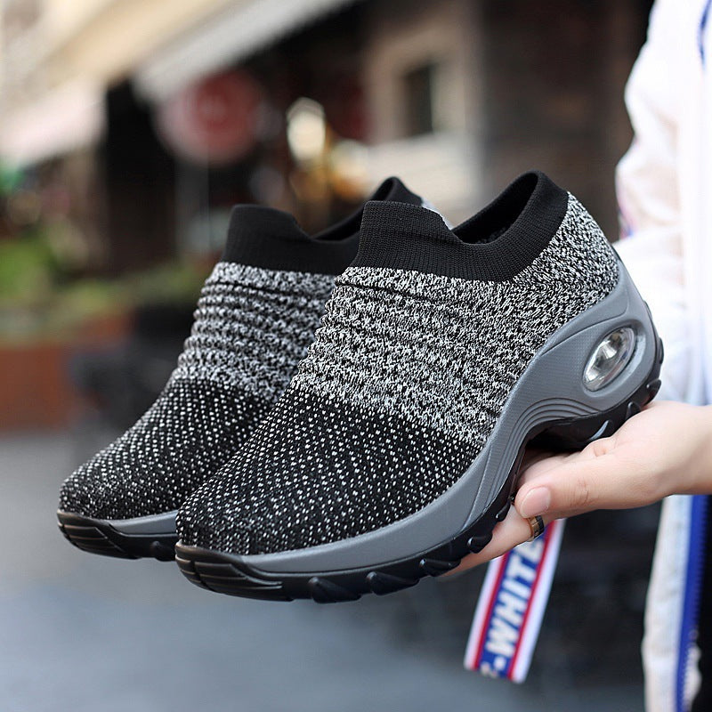Damen Slip-On Strick-Sneaker mit sockenähnlichem Schaft und Luftkissen-Plateausohle Drune