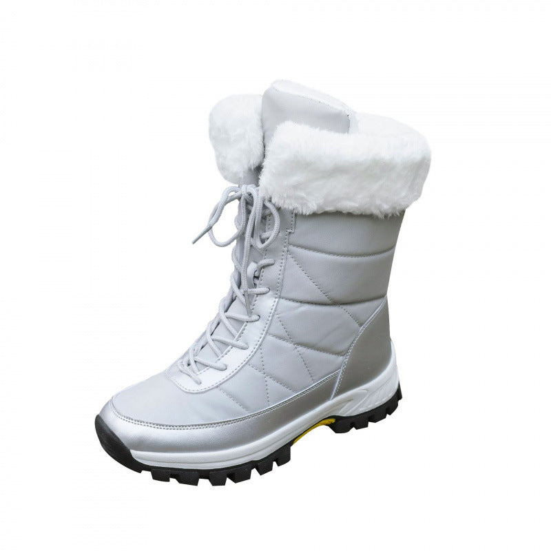 Damen Winterstiefel mit Kunstfellkragen, gesteppter Schaft und profilierter Thermosohle Drune