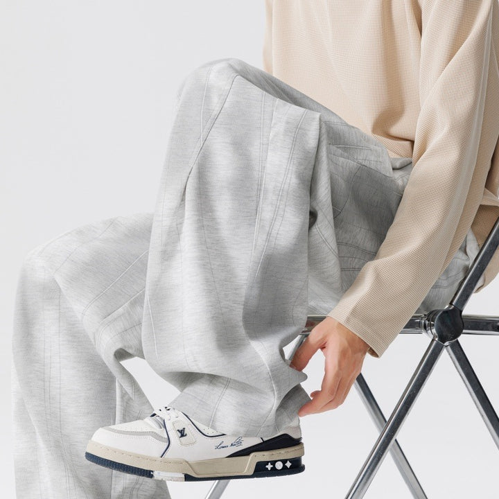 Herren Extraweite Relax-Freizeithose aus French-Terry mit Tunnelzug, Bügelfalten & Oversize-Bein Drune