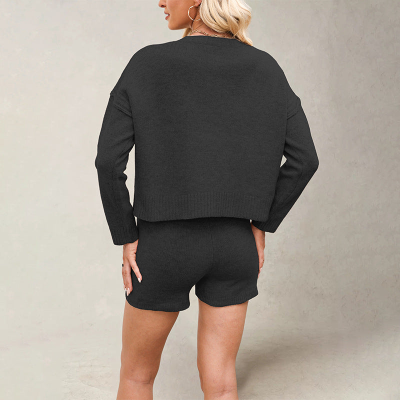 Damen Strickjacke mit kurzärmligem Oberteil und Shorts Drune