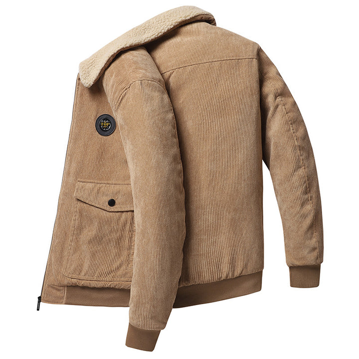 Herren nan Cordjacke mit Teddykragen, aufgesetzten Klappentaschen und elastischen Bündchen Drune